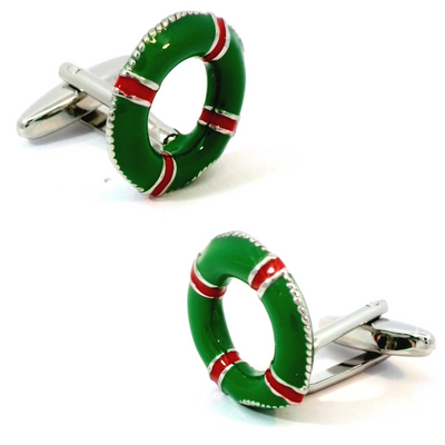 Life Ring Green and Red Cufflinks