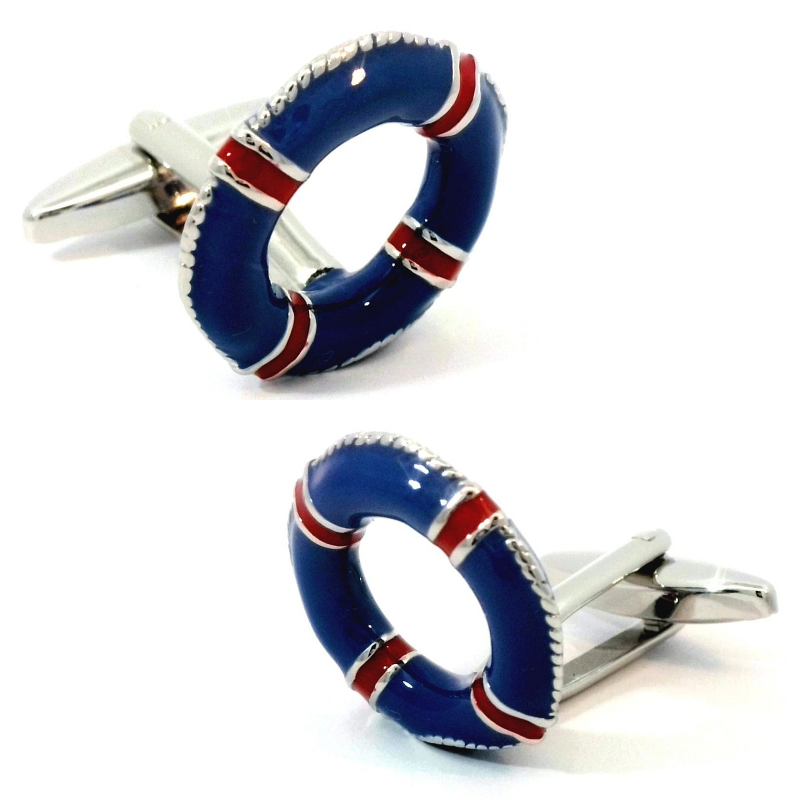 Life Ring Blue and Red Cufflinks