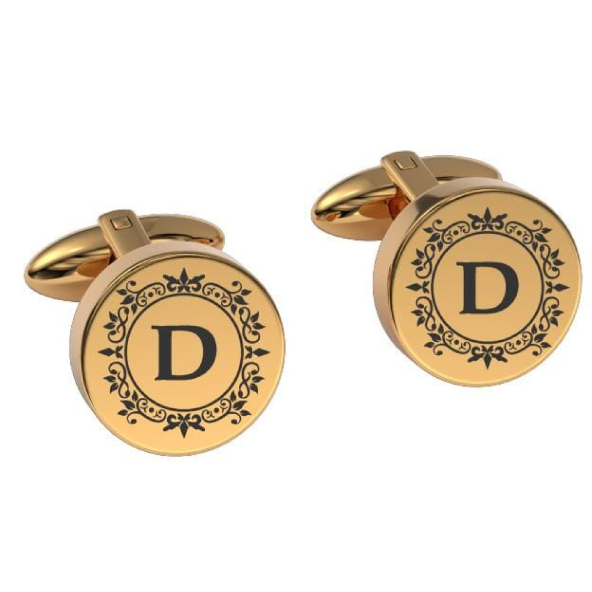 Elegant Engraved Initials Cufflinks in Gold