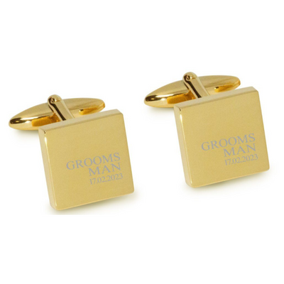 Groomsman & Date Engraved Wedding Cufflinks in Gold