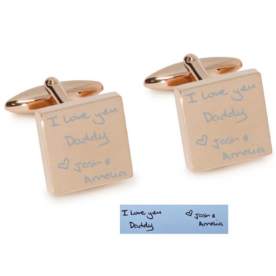 Own Handwriting Custom Engraved Cufflinks in Rose Gold