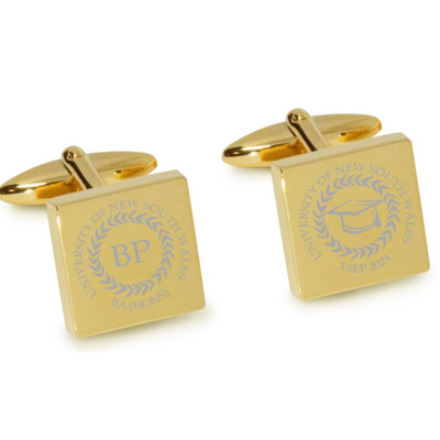 Personalised Graduation Engraved Cufflinks in Gold