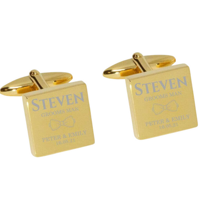 The Jones Engraved Wedding Cufflinks in Gold