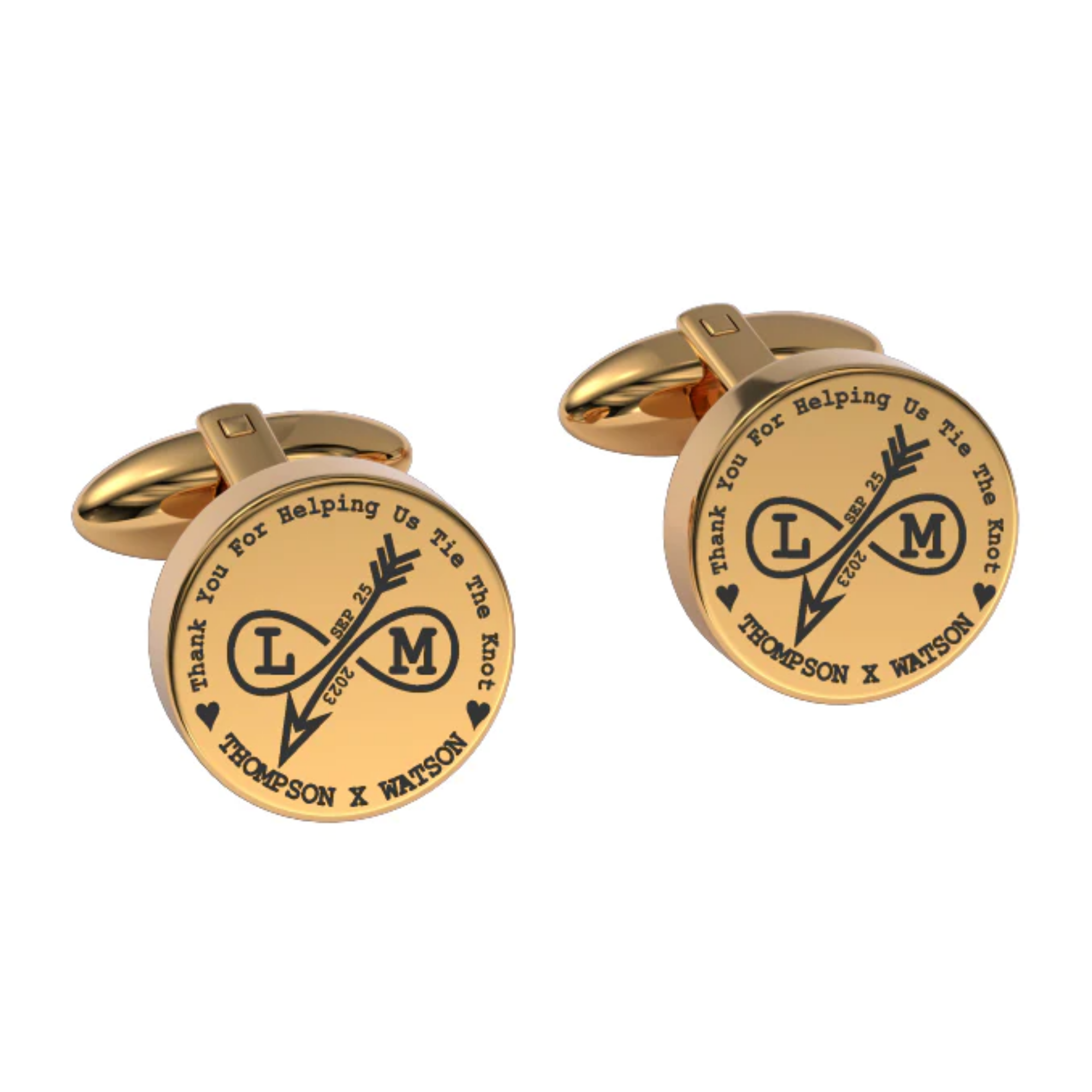 Tying The Knot Engraved Cufflinks in Gold