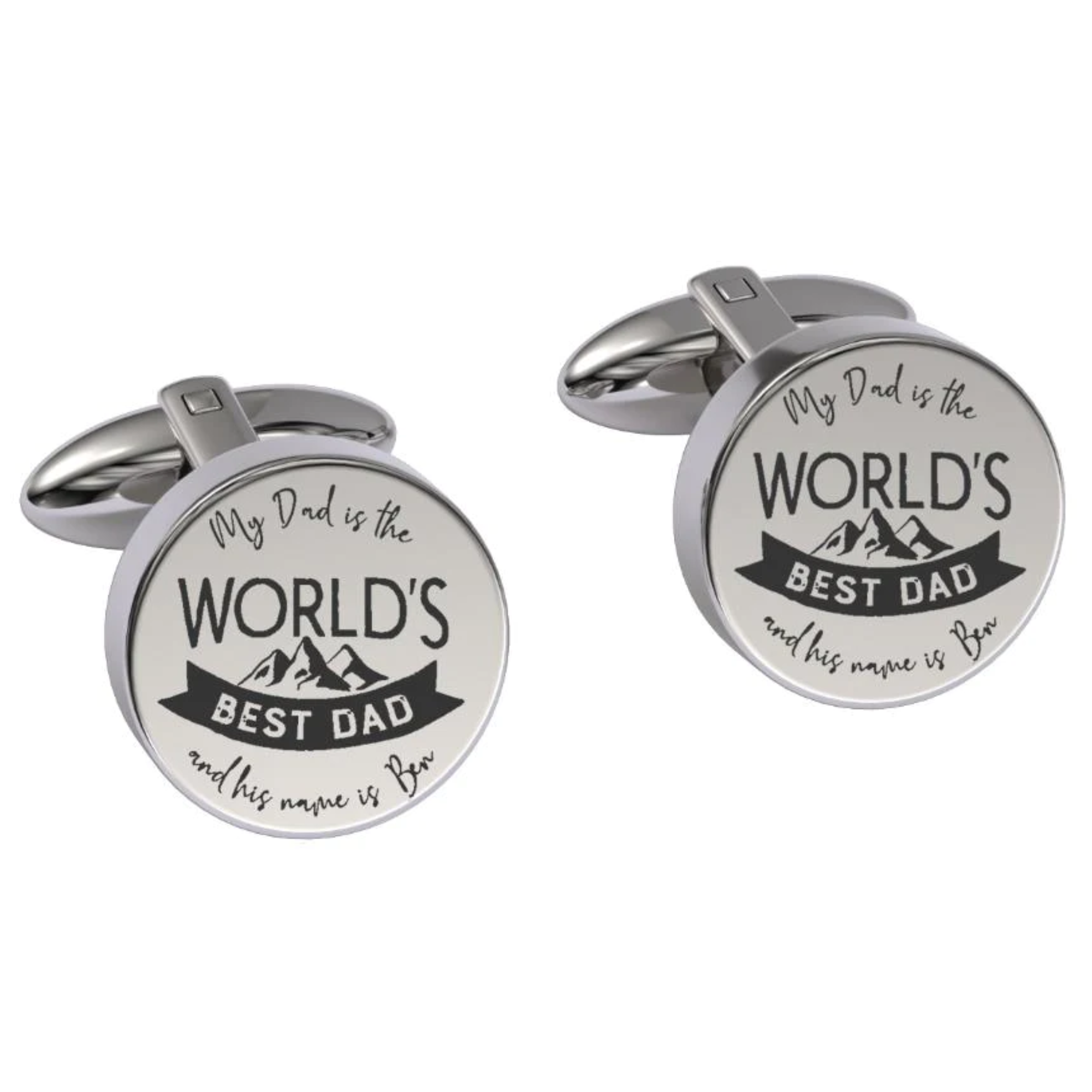 World Best Dad Engraved Cufflinks in Silver