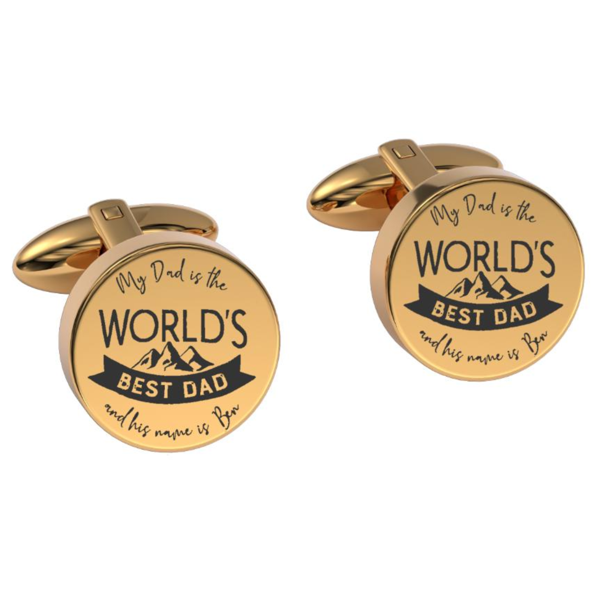 World Best Dad Engraved Cufflinks in Gold