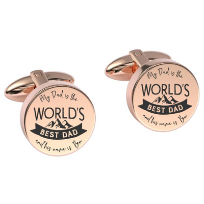 World Best Dad Engraved Cufflinks in Rose Gold