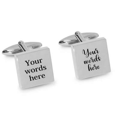 Engraved Words Custom Cufflinks in Silver