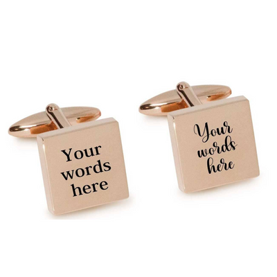 Engraved Words Custom Cufflinks in Rose Gold