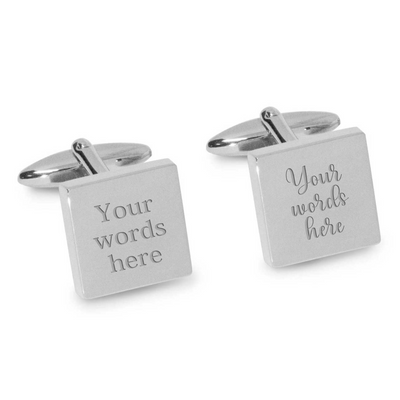 Engraved Words Custom Cufflinks in Silver