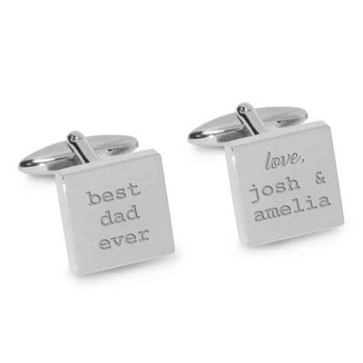 Best Dad Ever with Love Engraved Cufflinks in Silver