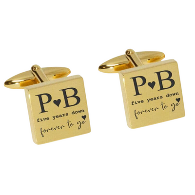 Five Years Down Forever to Go Engraved Cufflinks in Gold