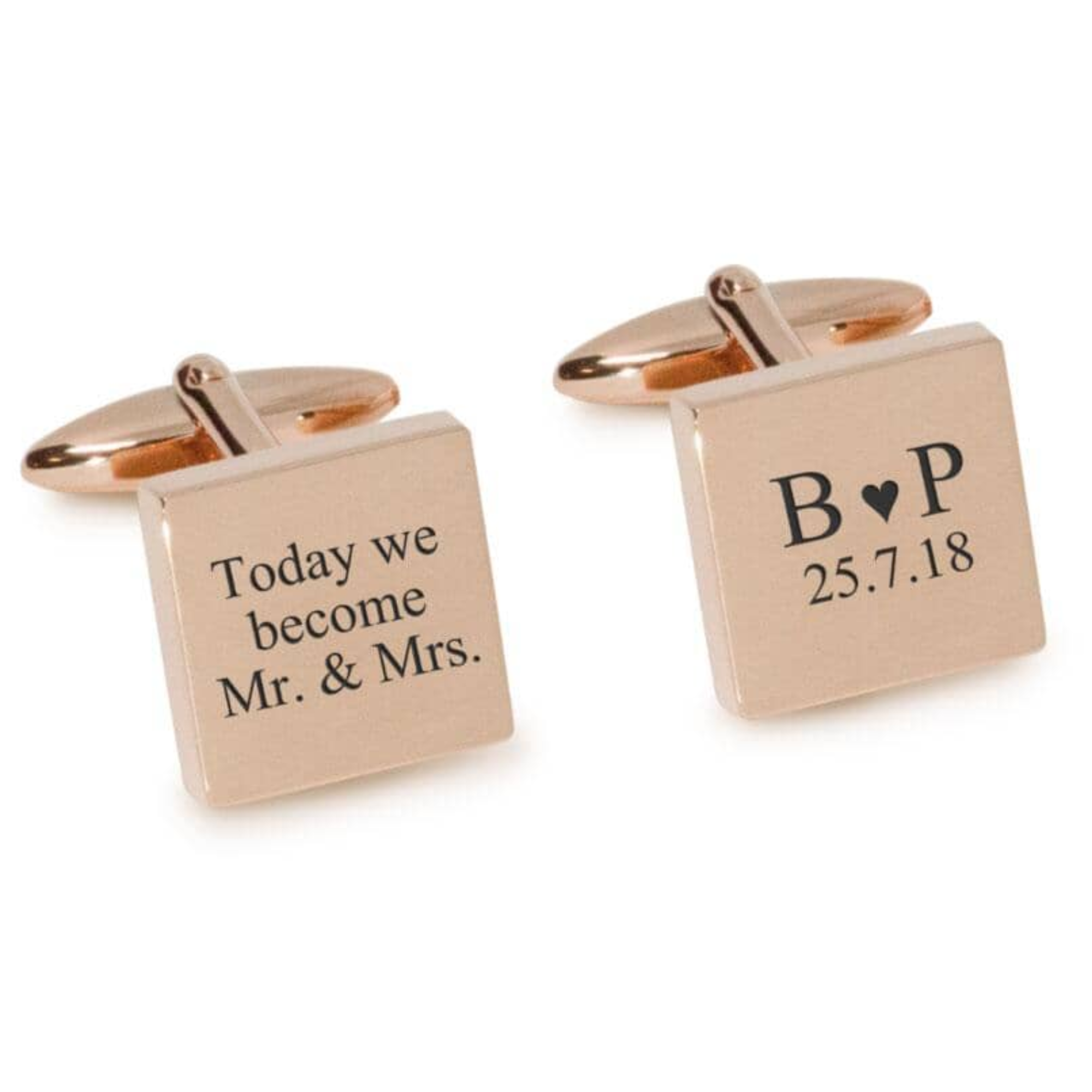 Today We Become Initials Date Engraved Cufflinks in Rose Gold