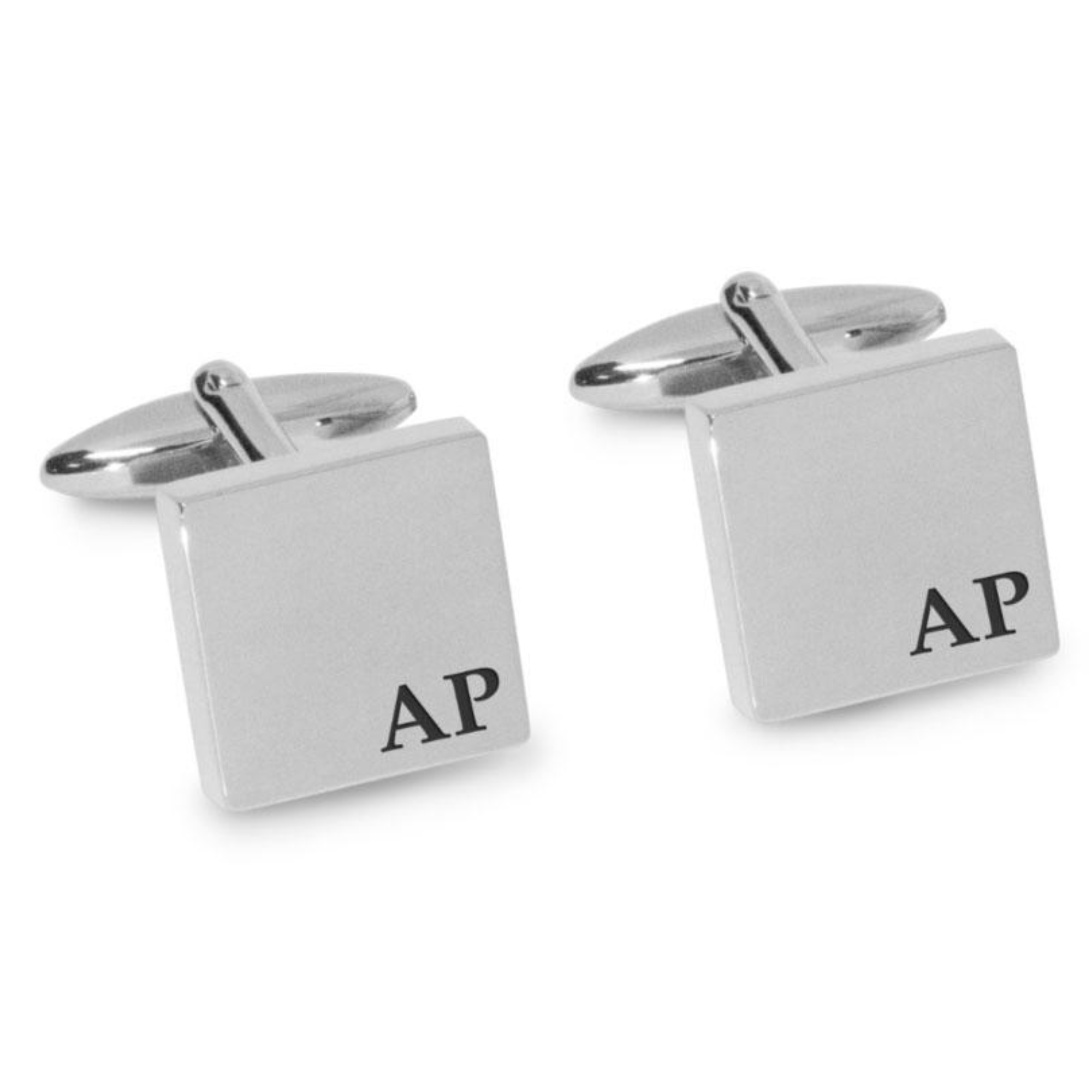 Initials Engraved Cufflinks in Silver