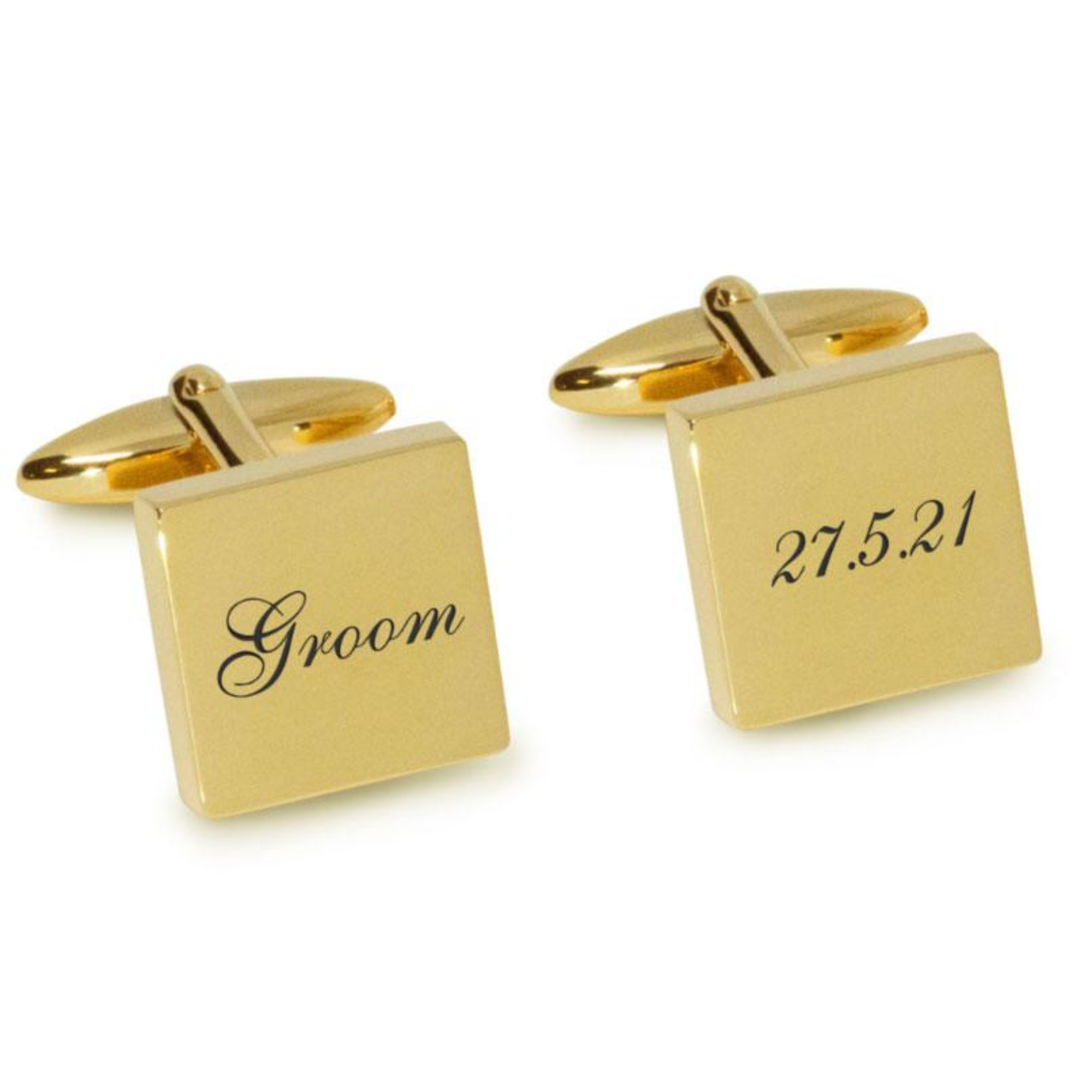 Groom Wedding Date Engraved Cufflinks in Gold