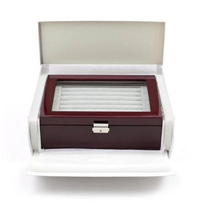 72 Pair Double Decker Mahogany Cufflink Box