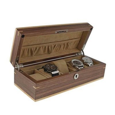 Walnut Wooden Watch Box for 5 Watches