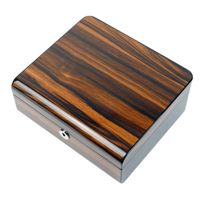 6 Slots Watch Box with Lock in Wooden Ebony