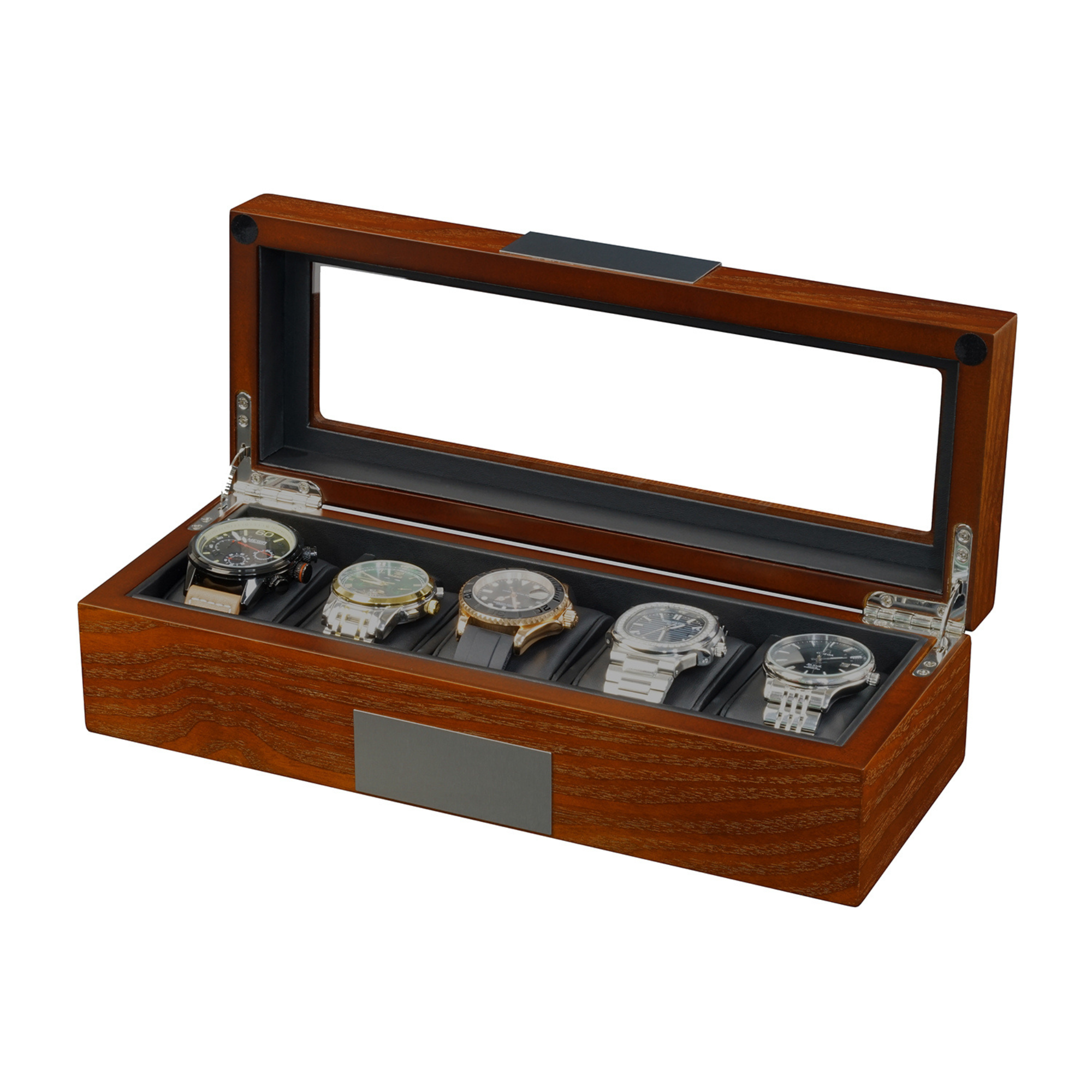 5 Slots Mahogany Wooden Watch Box