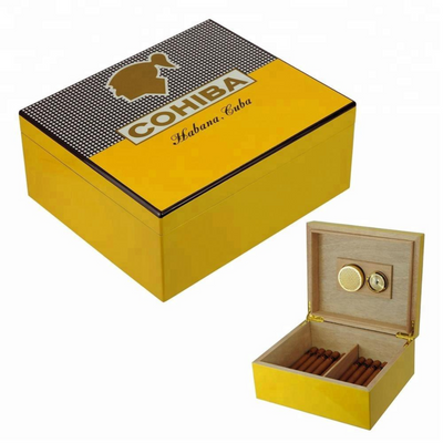 25 CT Cohiba  Yellow Black Cigar Humidor Box for Cigars