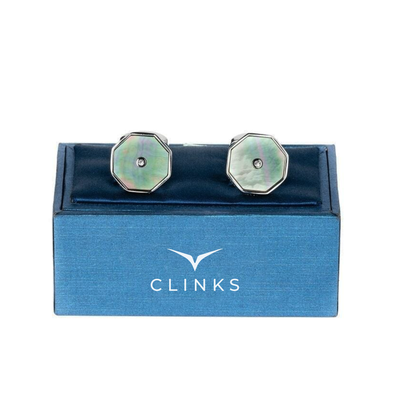 Pastel Octagon Cufflinks with Crystal