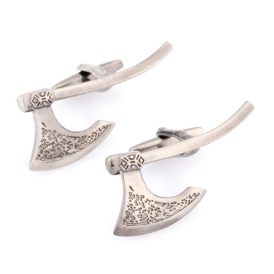 Medieval Axe Cufflinks in Burnished Silver