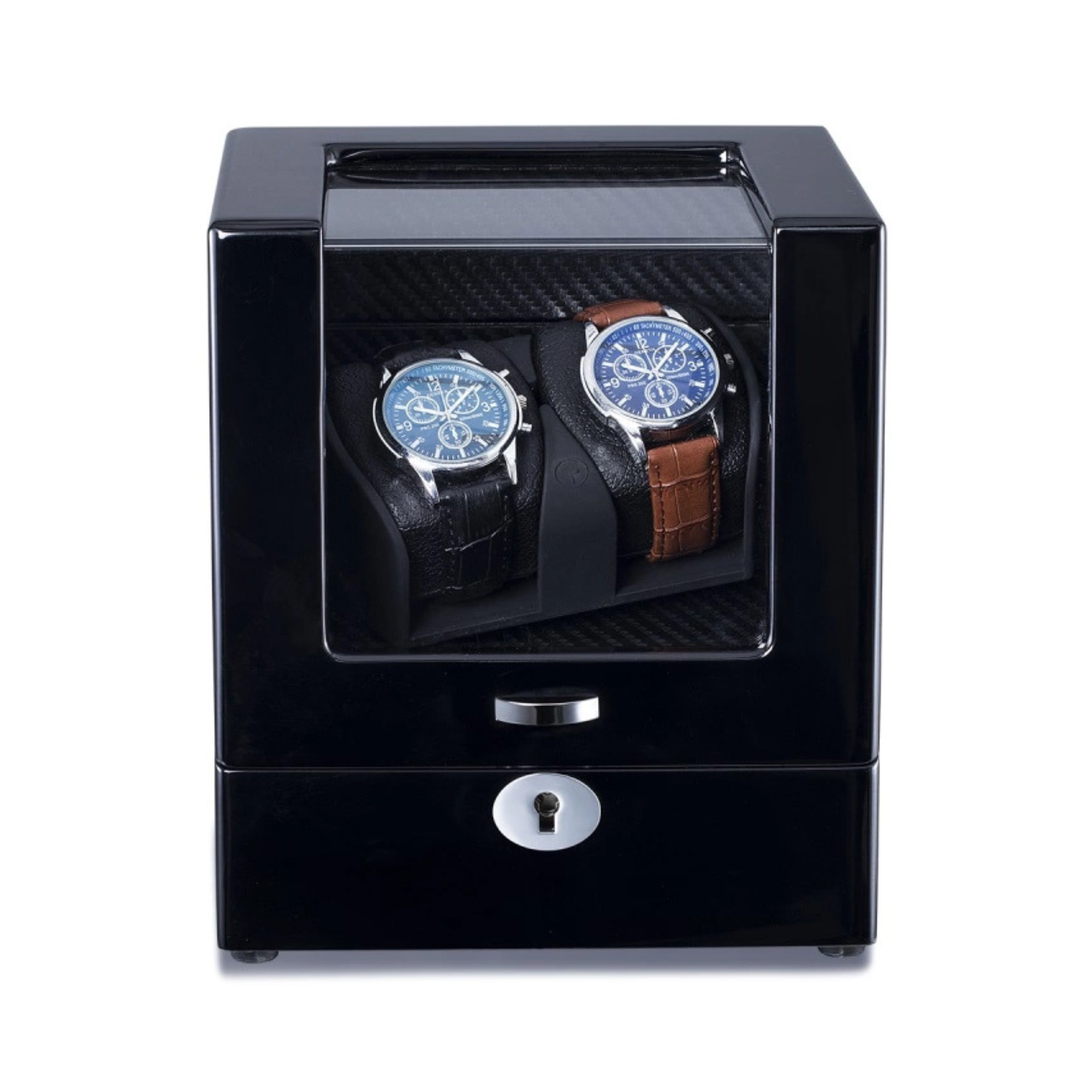 Lindeman Black Watch Winder Box for 2 Watches (Single Rotor)