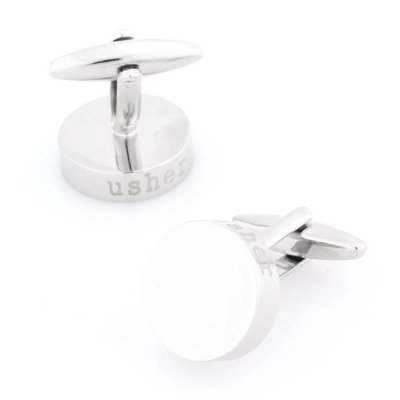 Usher Laser Etched Round Engravable Wedding Cufflinks