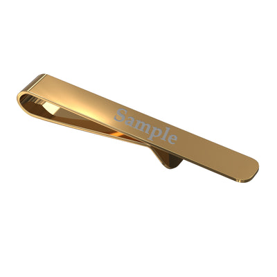 Engravable Shiny Gold Tie Bar curved end 50mm