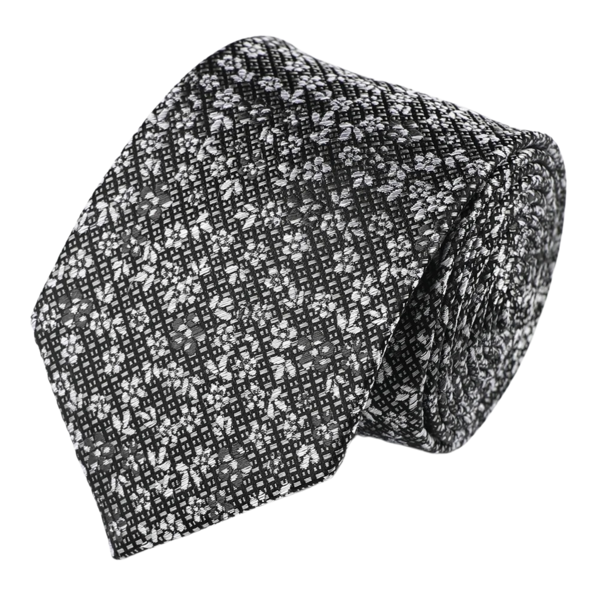 Pewter Silk Dainty Floral Tie