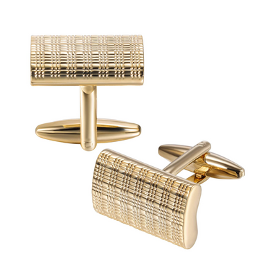 Patterned Gold Rectangle Cufflinks
