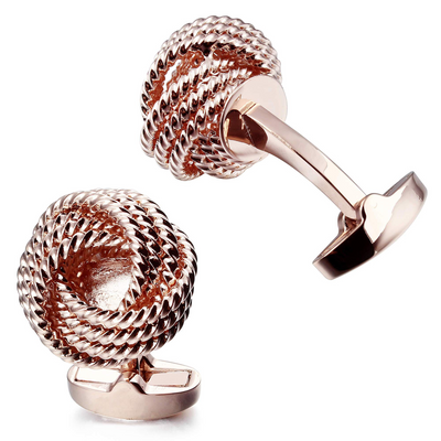 Large Rose Gold Woven Knots Cufflinks