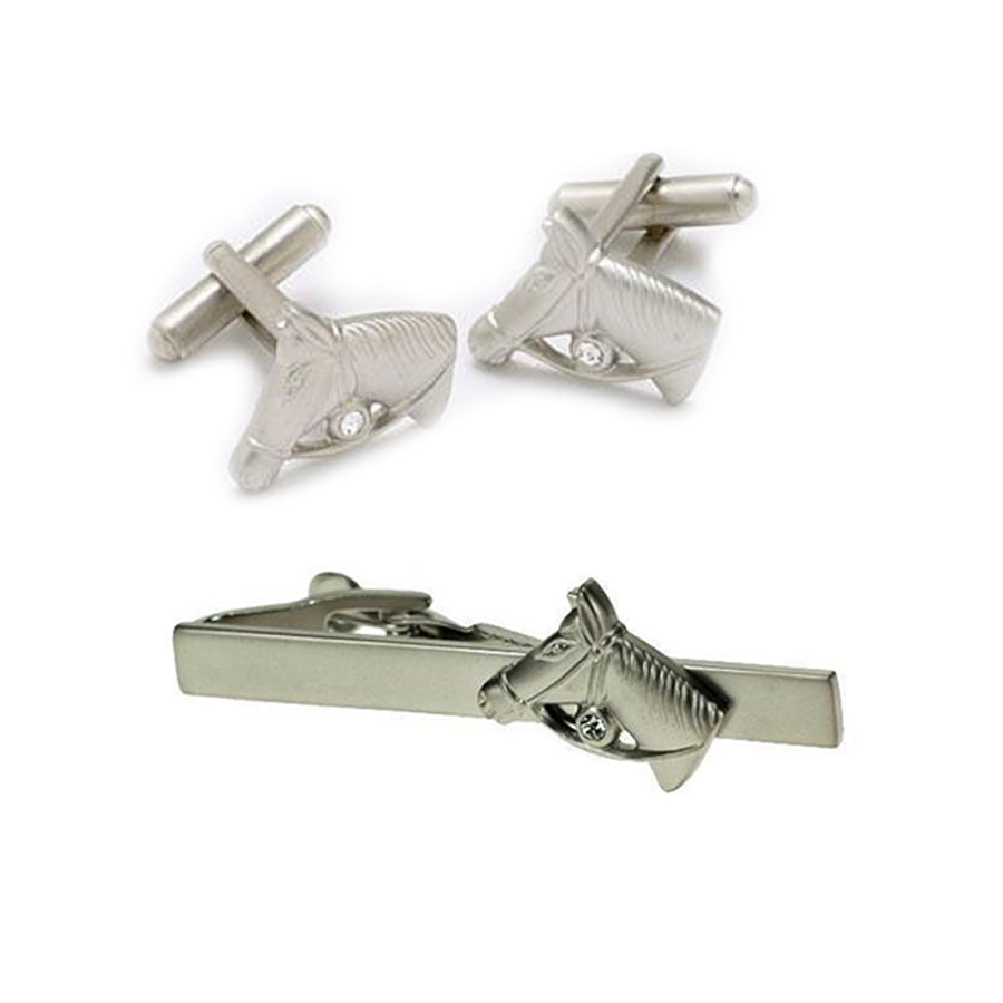Horse Head Cufflinks & Tie Clip Set, Gift Set, BU0046, Cuffed, Clinks, Clinks Australia