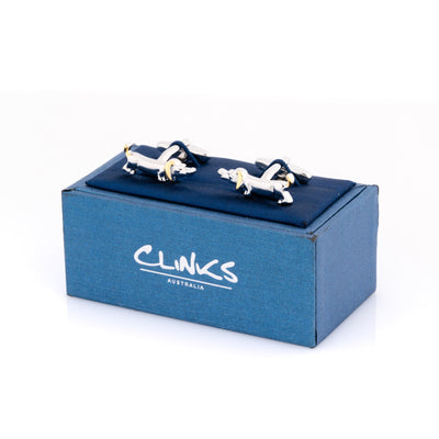 Sausage Dog Cufflinks in Gold and Silver