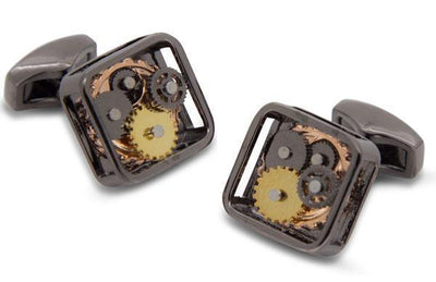 Steampunk Gear Cufflinks in Gunmetal