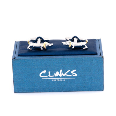 Sausage Dog Cufflinks in Gold and Silver