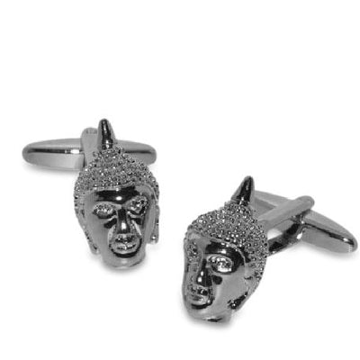 Buddha's Head Rhodium Cufflinks