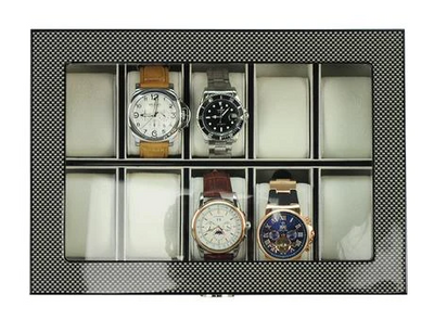 Carbon Fibre Wooden Watch Box for 10 Watches