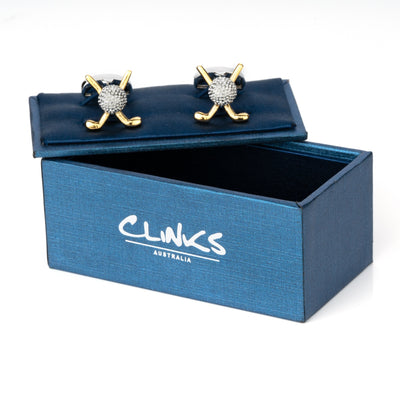 Silver and Gold Golf Club and Ball Cufflinks