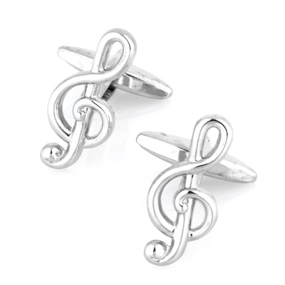 Treble Clef Silver Cufflinks