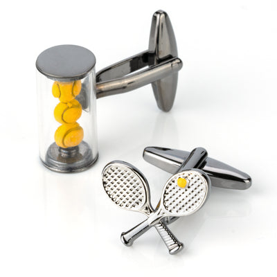 Tennis Racquet and Balls Cufflinks