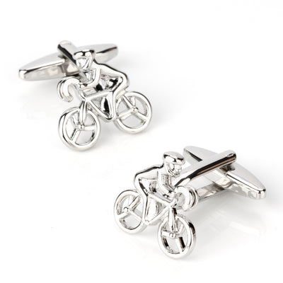 Silver Bicycle Cyclist Cufflinks