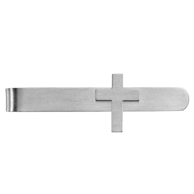 Cross Tie Bar in Brushed Silver