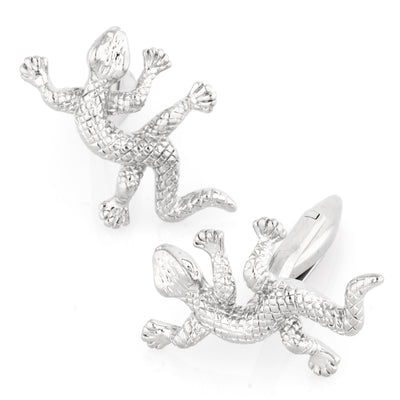 Silver Gecko Lizard Cufflinks