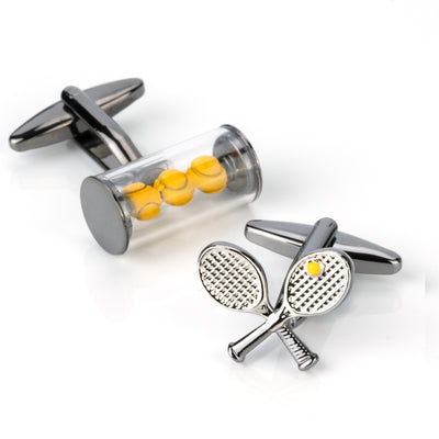 Tennis Racquet and Balls Cufflinks