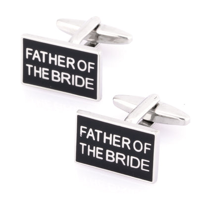 Father of the Bride Black Silver Wedding Cufflinks