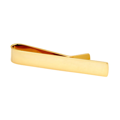 Shiny Square Gold Cufflinks & Tie Bar Set