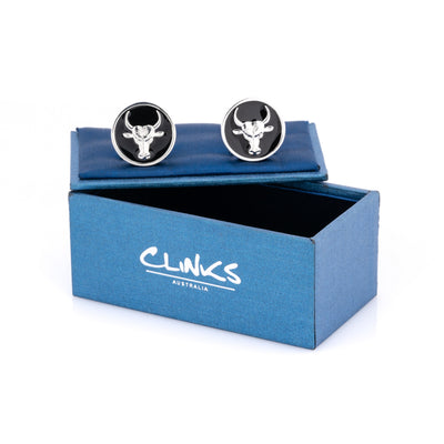 Bull Black Enamel Cufflinks