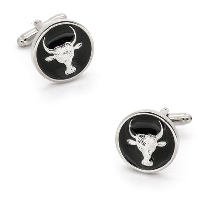 Bull Black Enamel Cufflinks