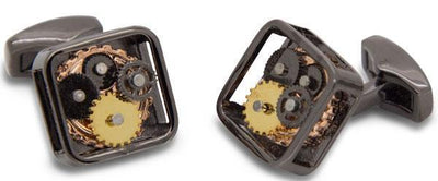 Steampunk Gear Cufflinks in Gunmetal